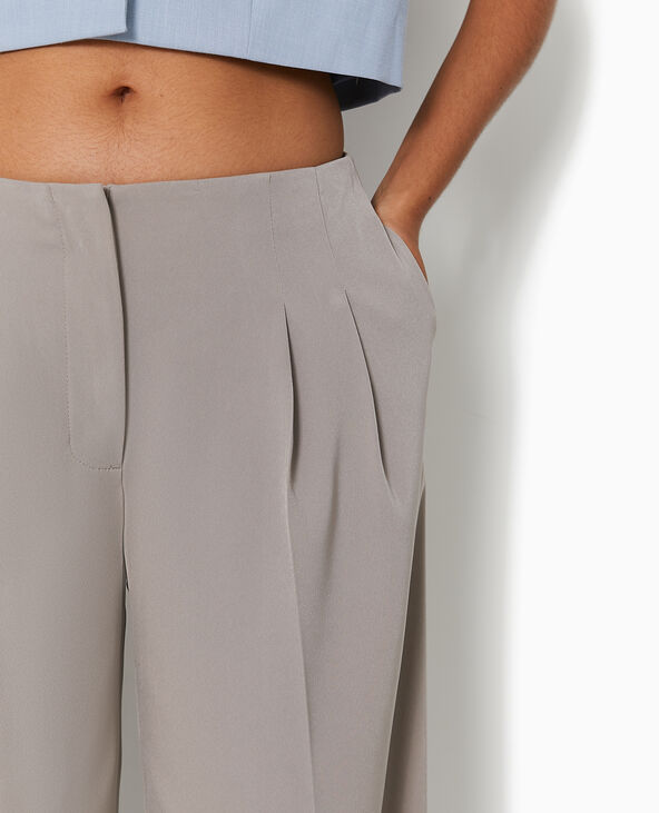 Pantalon large taille basse avec pinces marron - Pimkie
