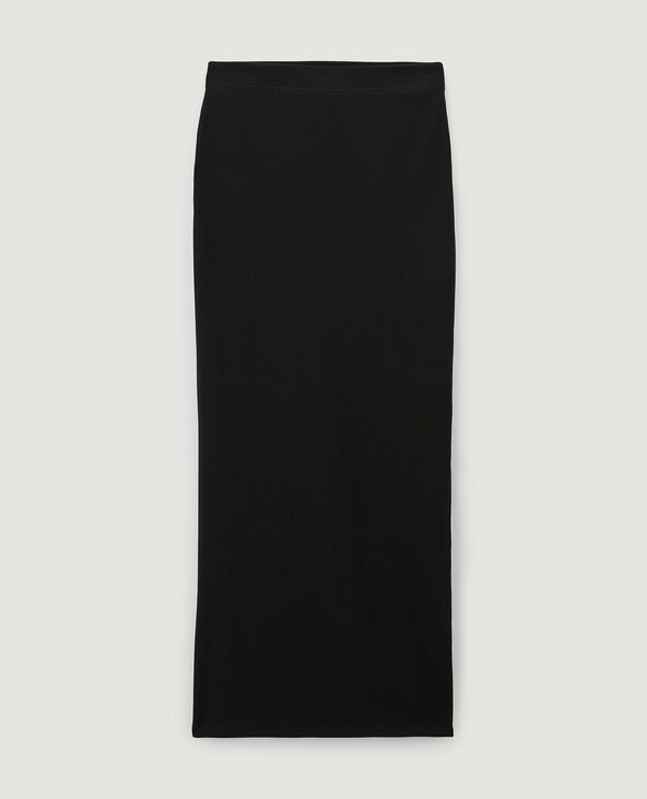 Jupe longue et droite en maille noir - Pimkie