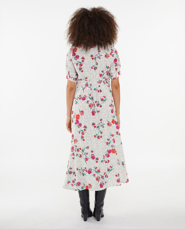 Robe longue boutonnée motif cœurs et fleurs blanc - Pimkie
