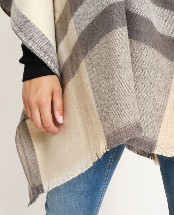 Poncho à carreaux écru - Pimkie