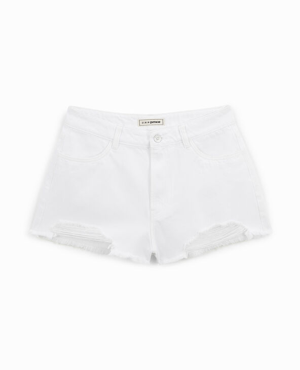 Short en jean coupé effet destroy blanc - Pimkie