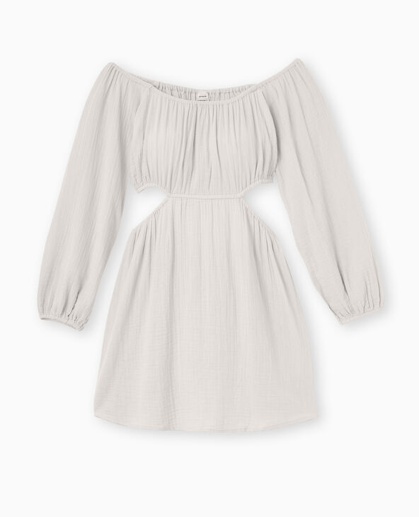 Robe courte en gaze de coton avec cut out gris clair - Pimkie