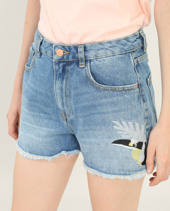 Short en jean imprimé colibris bleu - Pimkie