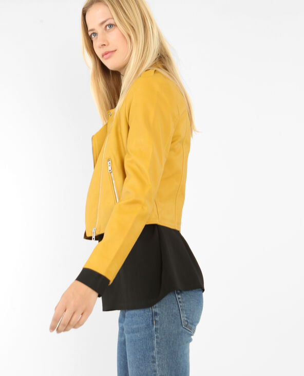 Veste en simili cuir jaune ocre - Pimkie