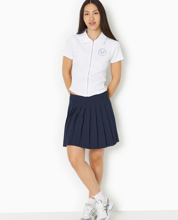 Polo zippé en maille côtelée blanc - Pimkie