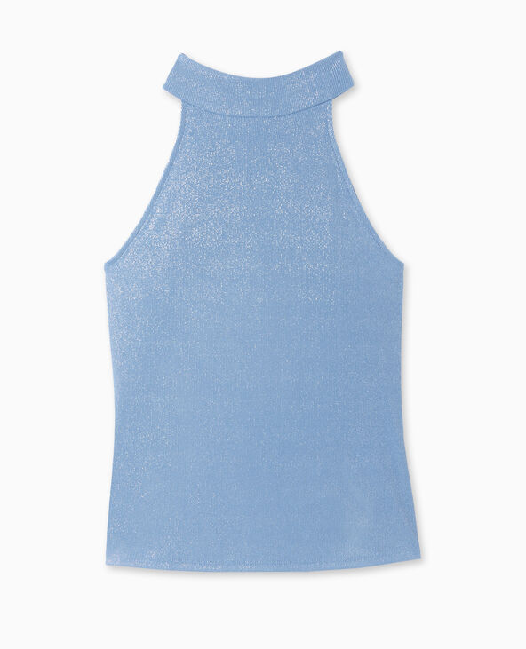 Top sans manches col montant avec lurex bleu - Pimkie