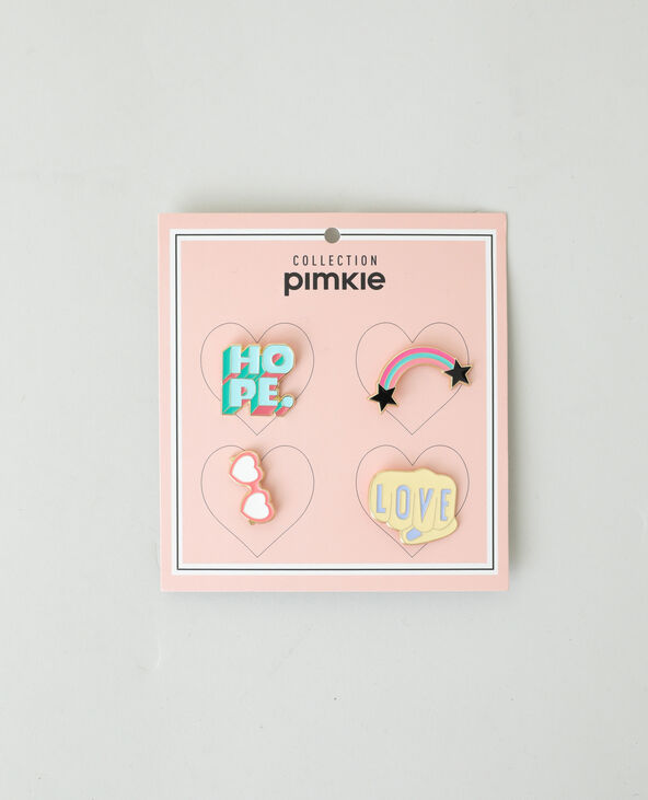 Lot de 4 pins multicolores rose clair - Pimkie
