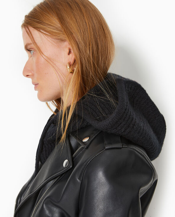 Cagoule en maille côtelée noir - Pimkie