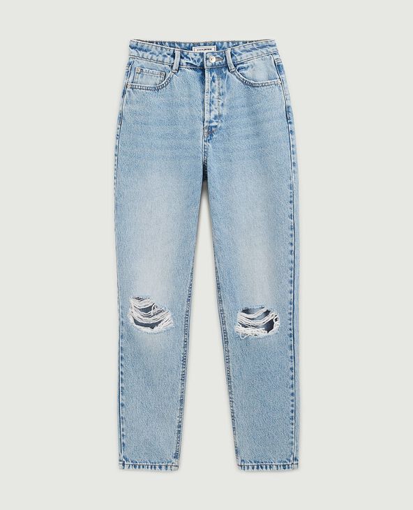 Jean mom taille haute trashé bleu - Pimkie