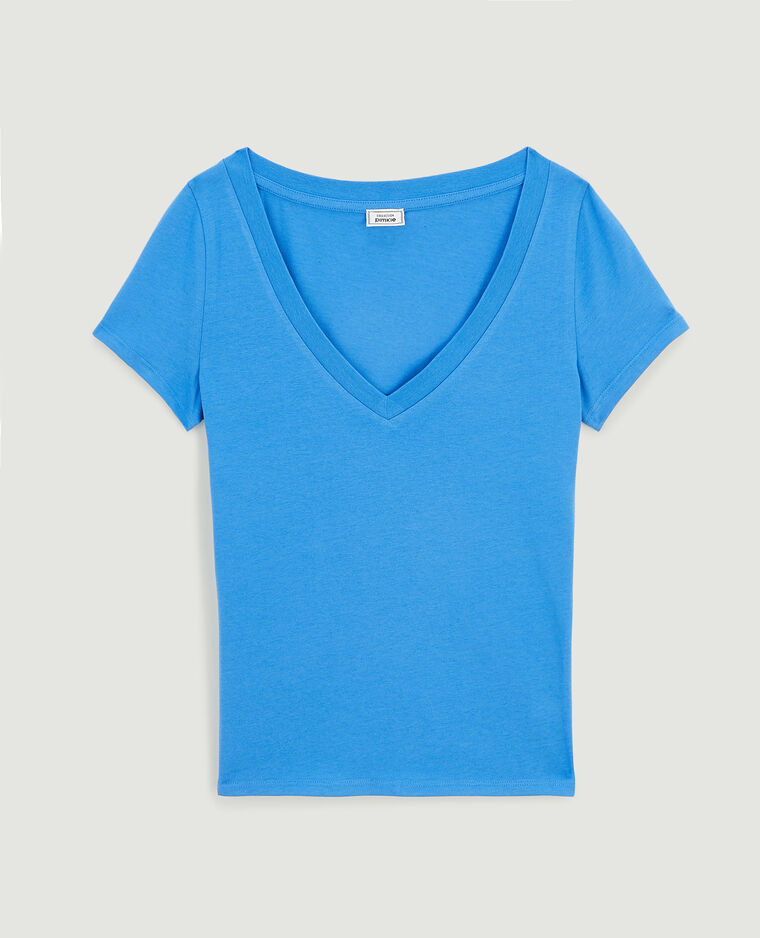 T-shirt col V bleu électrique - Pimkie
