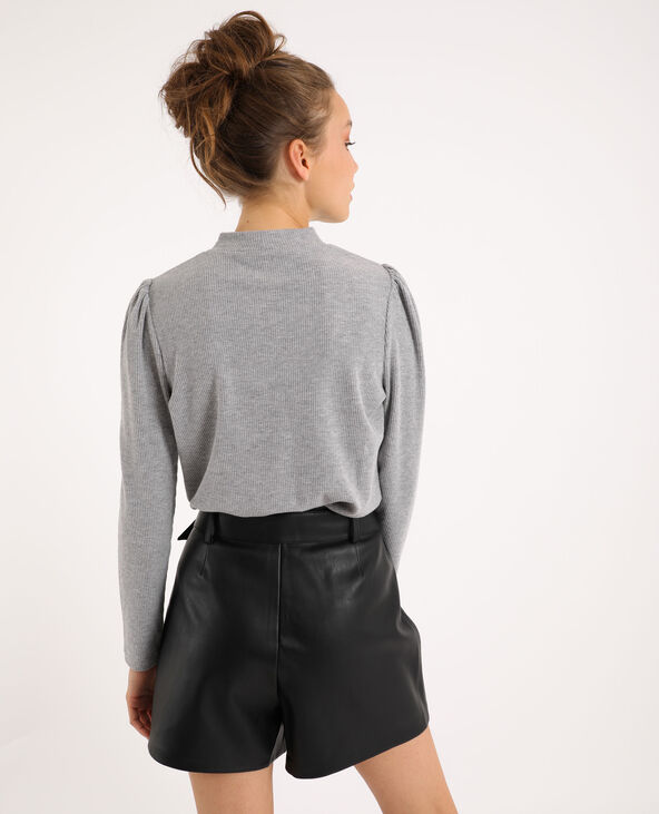 T-shirt à manches bouffantes gris chiné - Pimkie