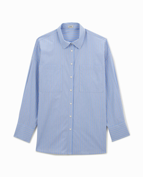 Chemise oversize rayée façon pyjama d'homme bleu - Pimkie