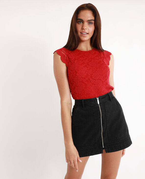 Top en dentelle rouge - Pimkie