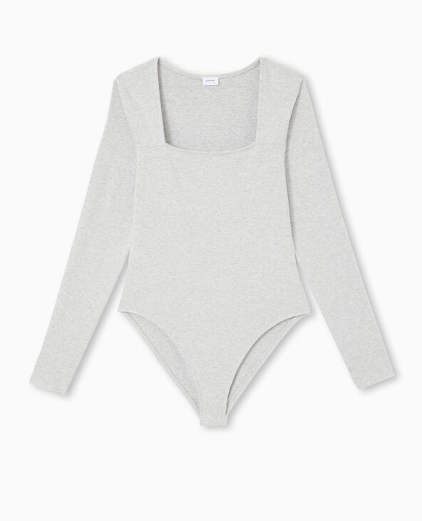 Body manches longues encolure carrée gris chiné - Pimkie