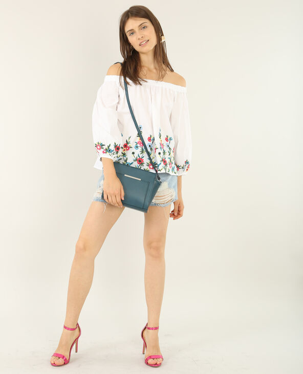 Blouse col bardot brodée blanc - Pimkie