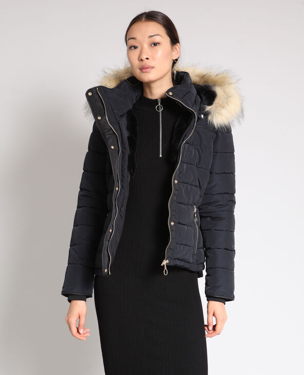 Doudoune fausse fourrure noir - Pimkie