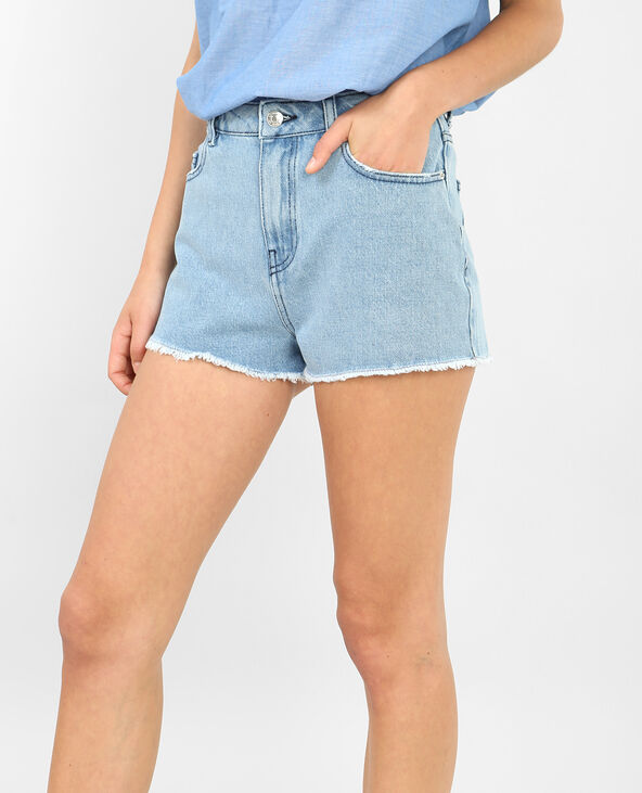 Short en jean à franges bleu - Pimkie