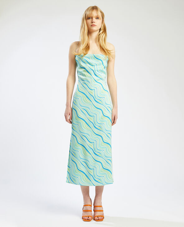 Robe longue motif rétro vert kaki - Pimkie