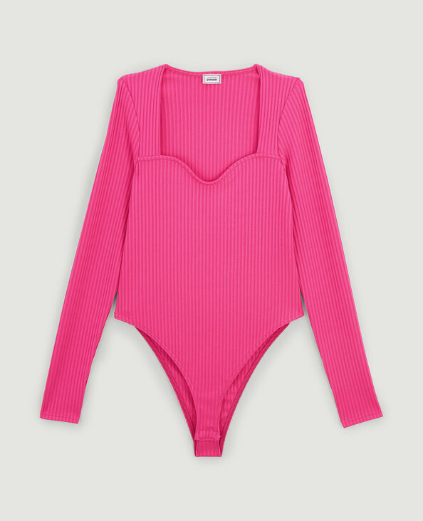 Body maille côtelée encolure cœur rose - Pimkie