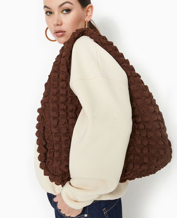 Sac forme lune en tissu reliéfé marron - Pimkie