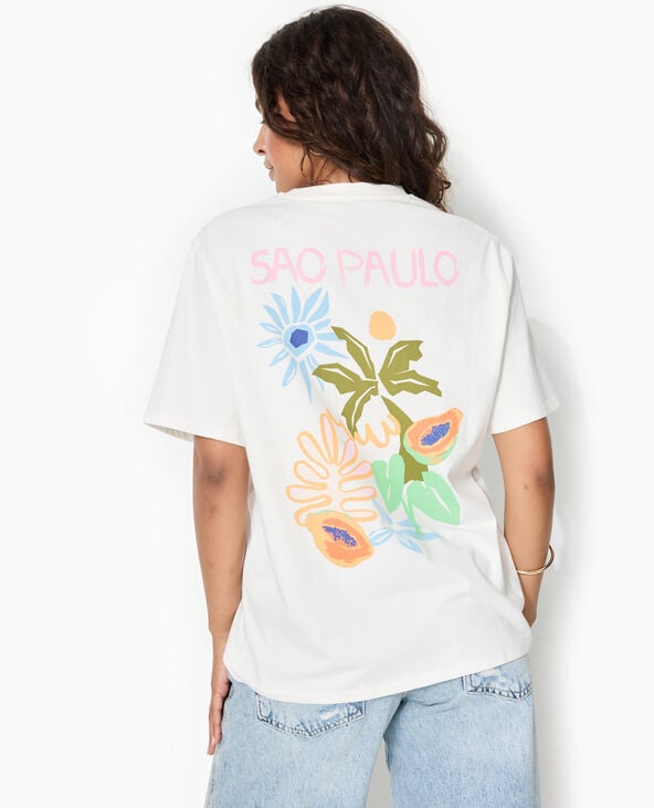 T-shirt oversize avec print poitrine et dos blanc - Pimkie