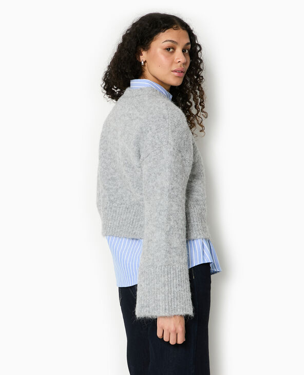 Pull court en maille douce et poilue gris - Pimkie