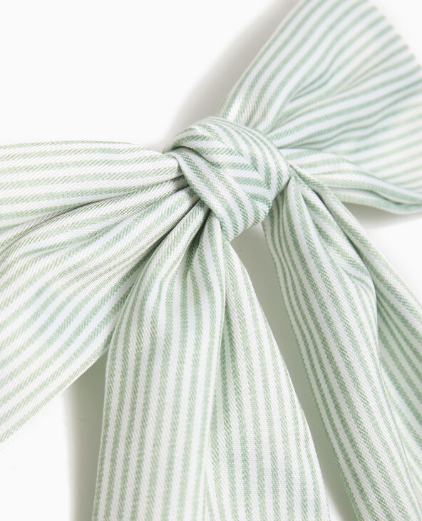 Barrette avec nœud rayé vert clair - Pimkie