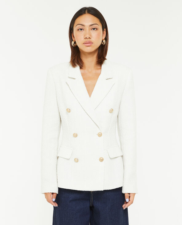 Veste cintrée en tweed blanc - Pimkie