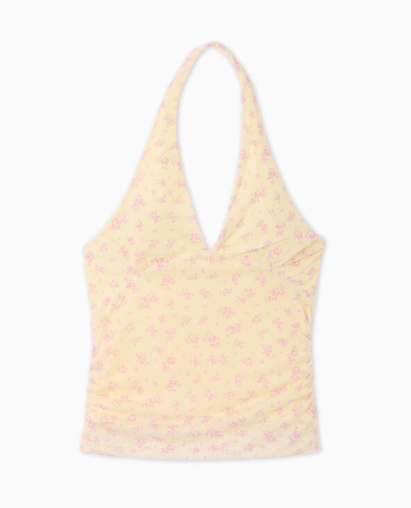Top dos-nu en résille motif fleurs jaune - Pimkie