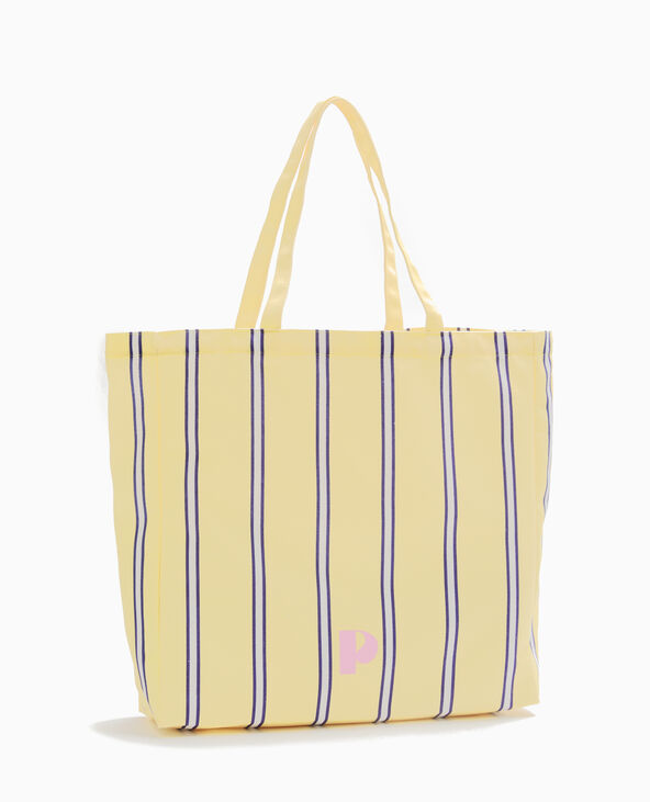 Grand totebag rayé jaune - Pimkie