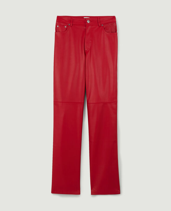 Pantalon simili 2025 cuir rouge