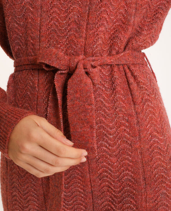 Robe pull avec ceinture vieux rose - Pimkie