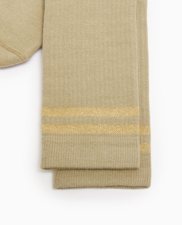 Paire de chaussettes avec bandes lurex vert kaki - Pimkie