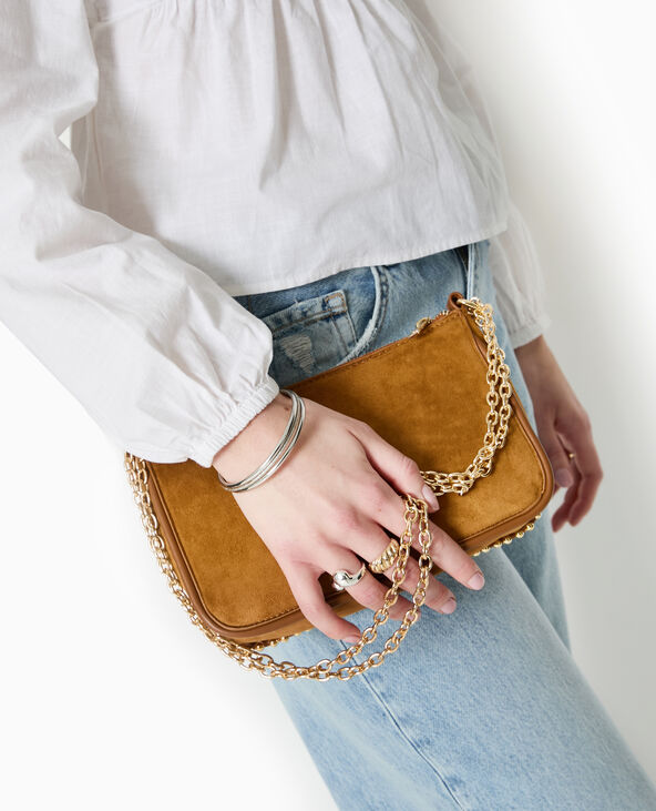 Sac pochette avec chaînette et clous beige - Pimkie
