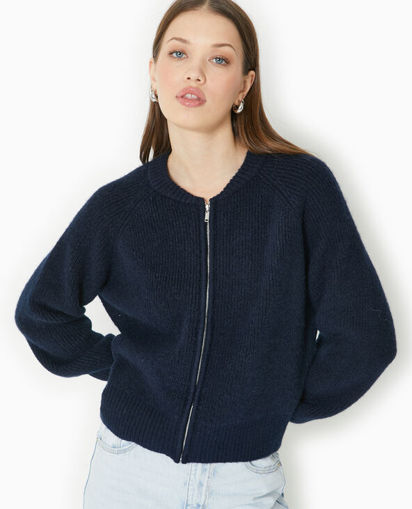 Gilet zippé en maille bleu marine - Pimkie
