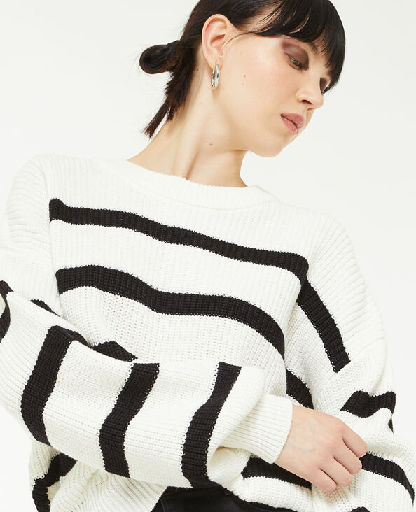 Pull col rond rayé noir - Pimkie