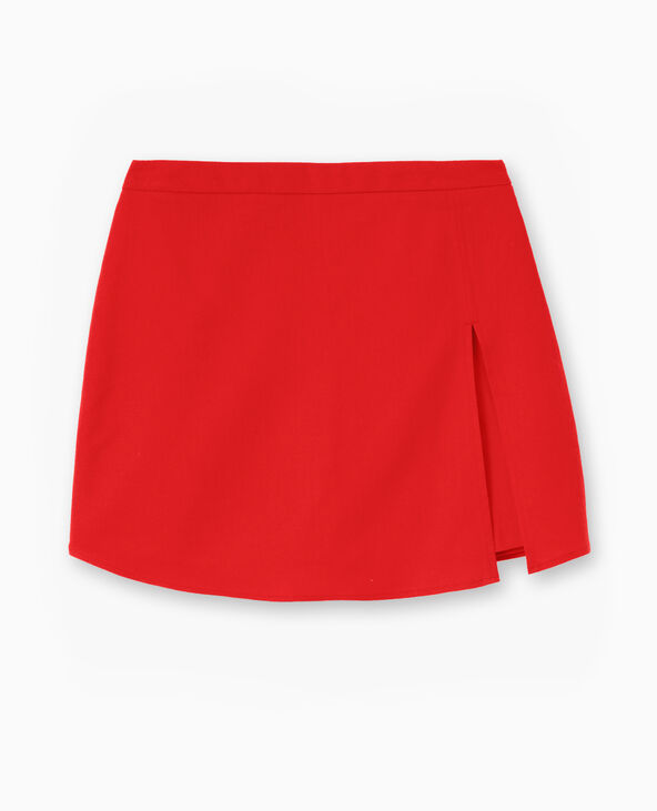Jupe-short en tissu avec lin rouge - Pimkie