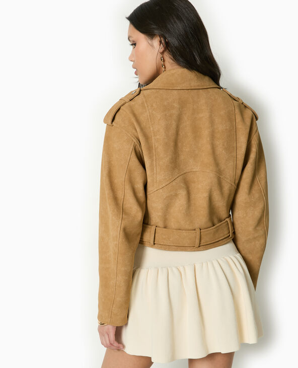 Veste biker en suédine beige - Pimkie