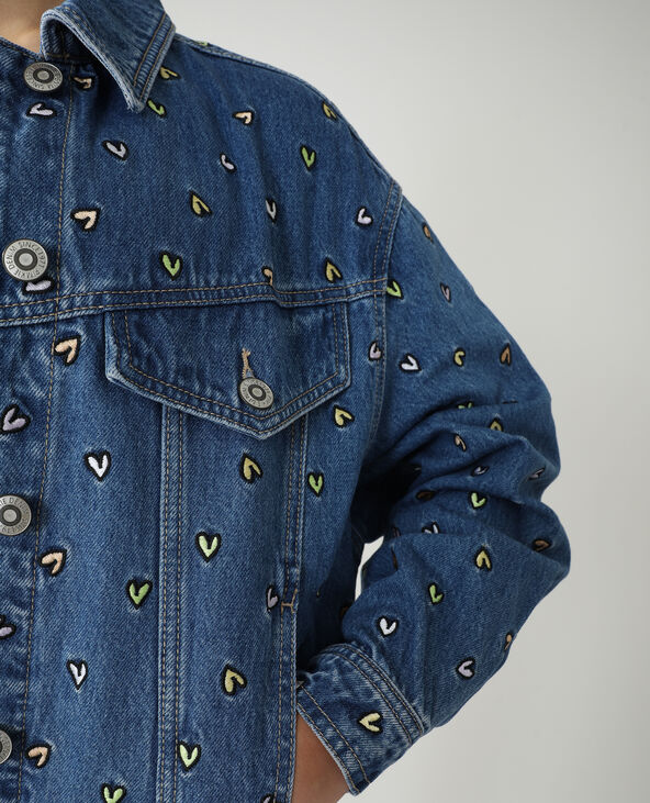 Veste en jean cœurs bleu - Pimkie