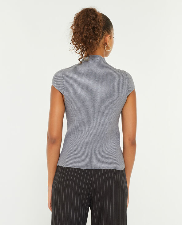 Top en maille manches courtes gris foncé - Pimkie