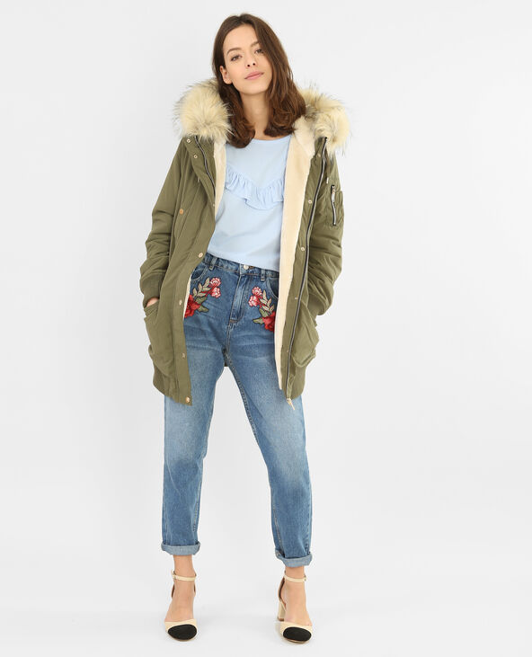 Parka fourrée à capuche vert de gris - Pimkie