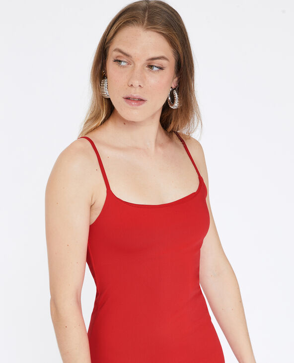 Robe midi avec fines bretelles rouge - Pimkie