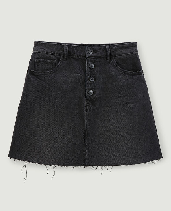 Jupe en jean boutons devant noir - Pimkie