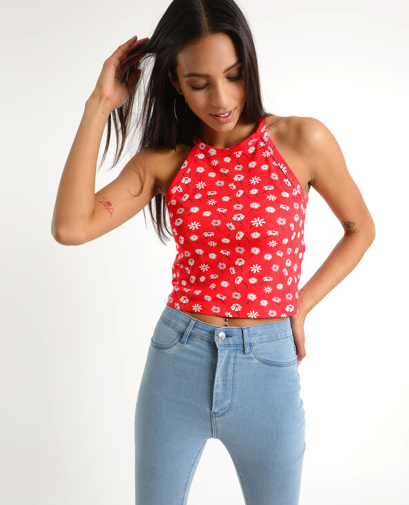 Cropped top à fleurs rouge - Pimkie