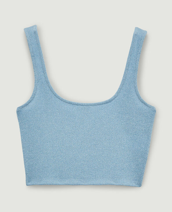 Brassière en maille lurex bleu clair - Pimkie