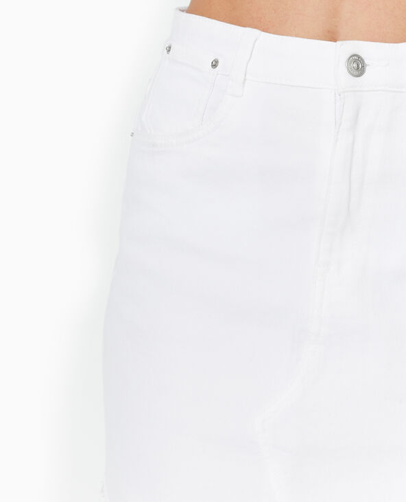 Jupe courte en jean avec bas coupé blanc - Pimkie