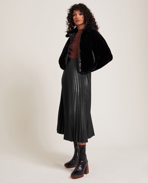 Jupe midi cuir noir top