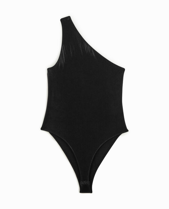 Body one shoulder asymétrique en maille brillante noir - Pimkie