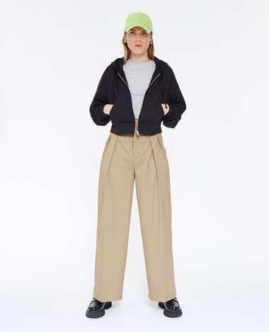 Pantalon large et droit avec pinces beige - Pimkie