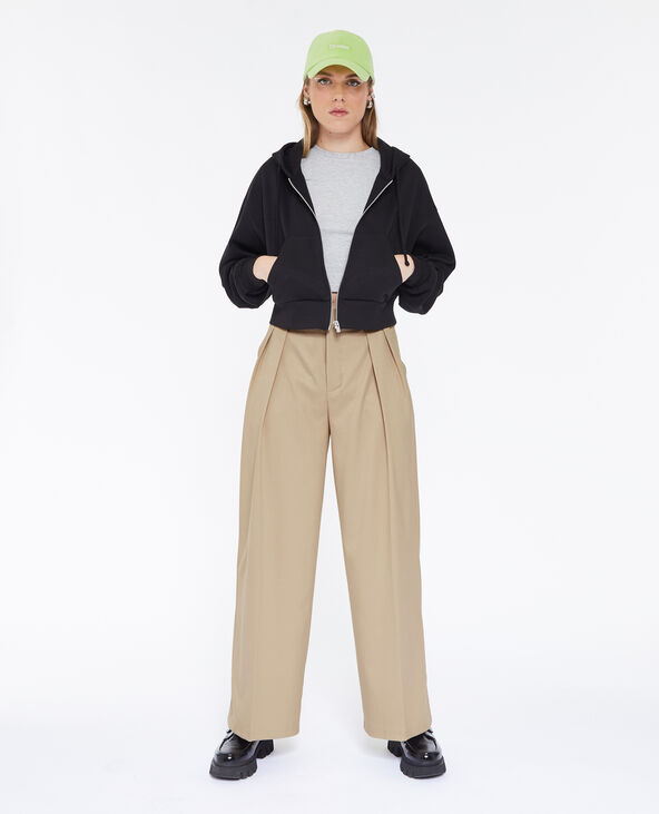 Pantalon large et droit avec pinces beige - Pimkie